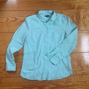 Gap Sea Mist Green Boyfriend Fit Oxford Flannel 100% cotton Button Down Shirt